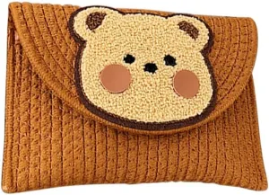 Bear Cotton Woven Crossbody Bags for Women Shoulder Wallet Purses for Women Envelope Pack Beach Holiday Travel Bag