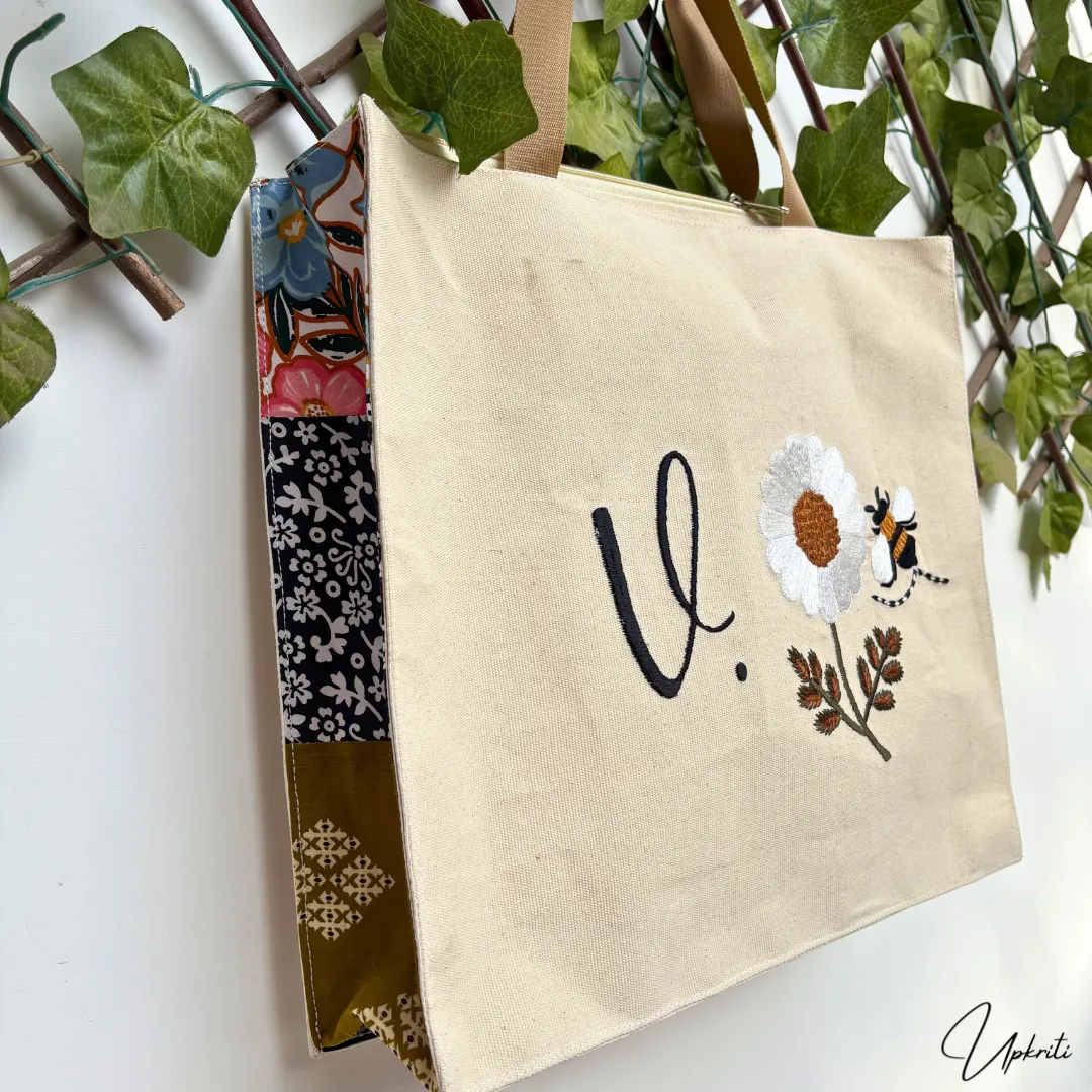 Bee Letter Blossom Tote Bag
