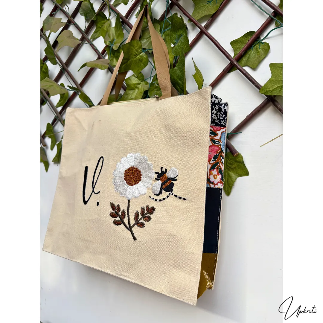 Bee Letter Blossom Tote Bag