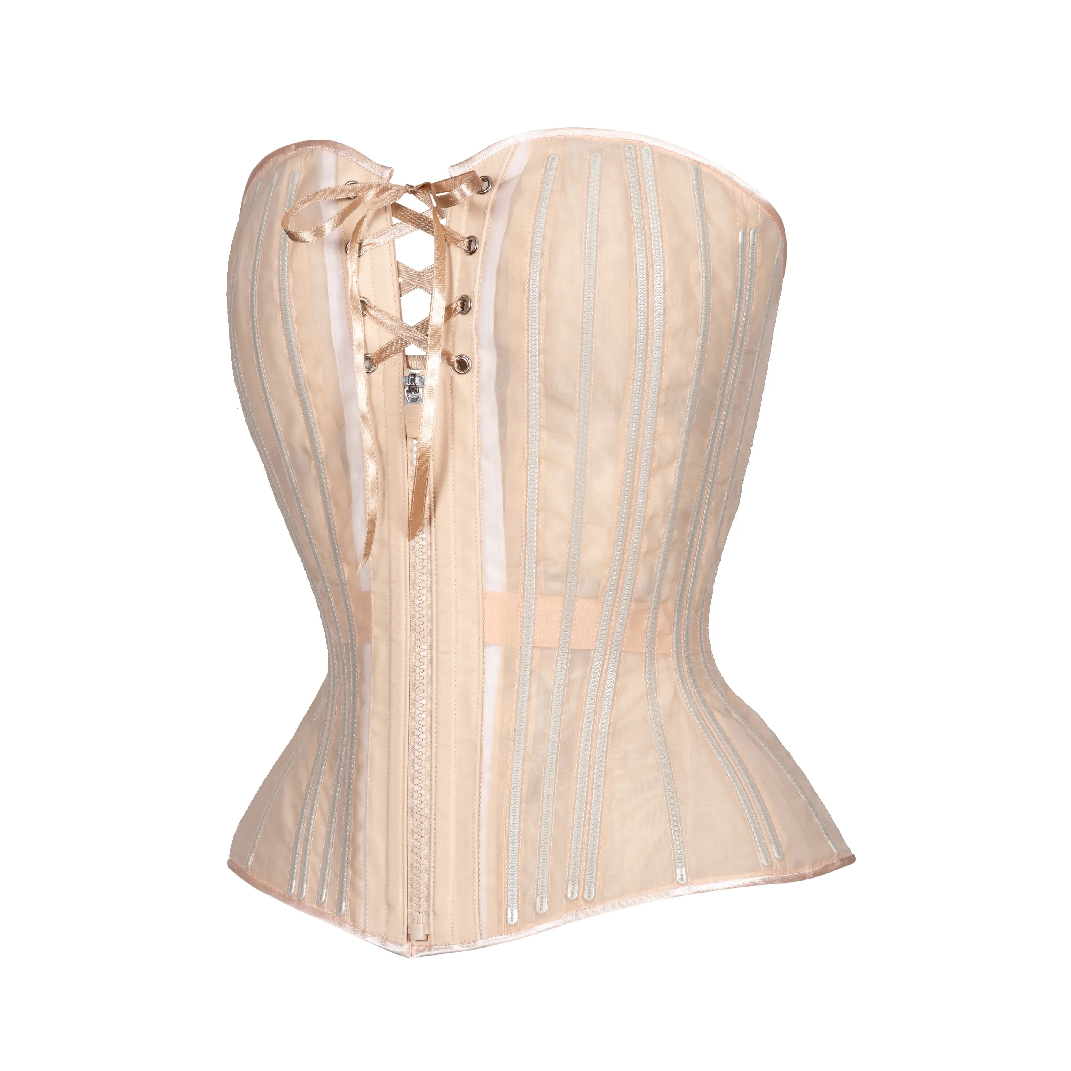 Beige Fine Mesh No Line Overbust Corset, New Hourglass Silhouette