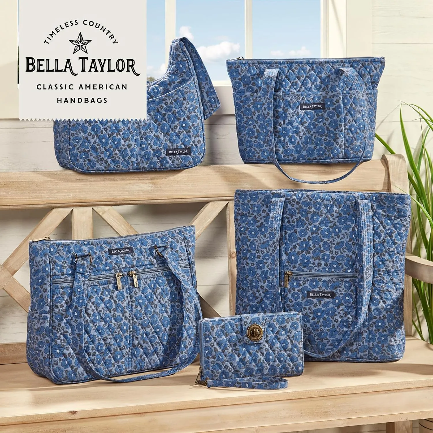 Bella Taylor Blakely - Hobo Shoulder Bag for Women - Lightweight Quilted Fabric Purse with Pockets