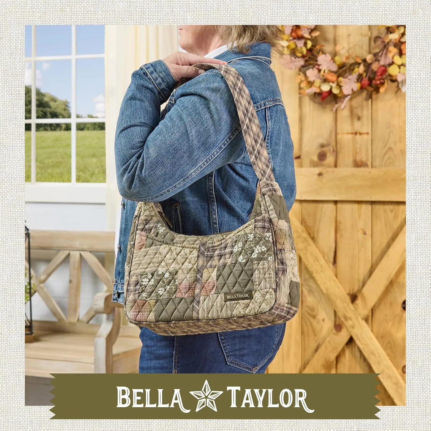 Bella Taylor Blakely - Hobo Shoulder Bag for Women - Lightweight Quilted Fabric Purse with Pockets