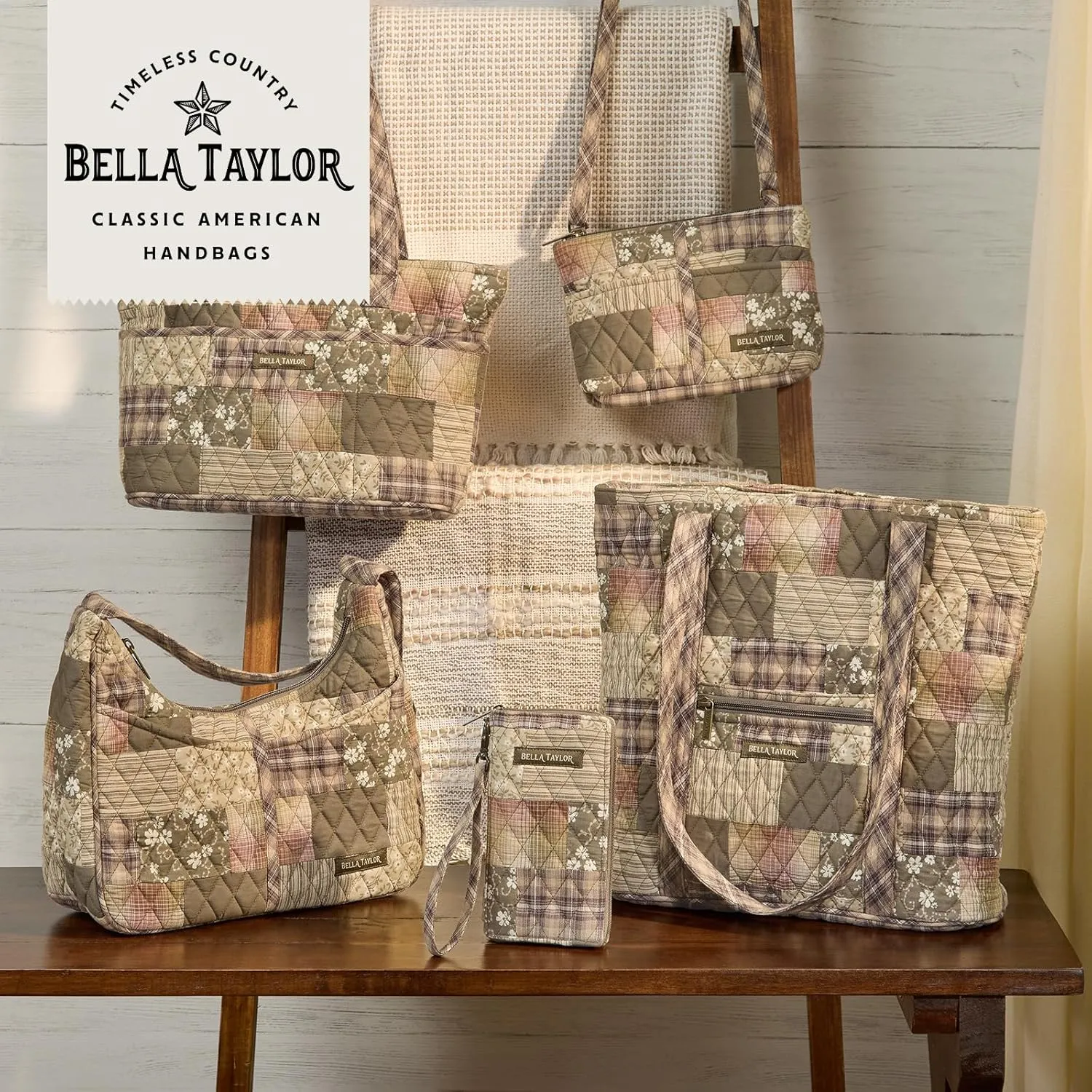 Bella Taylor Blakely - Hobo Shoulder Bag for Women - Lightweight Quilted Fabric Purse with Pockets