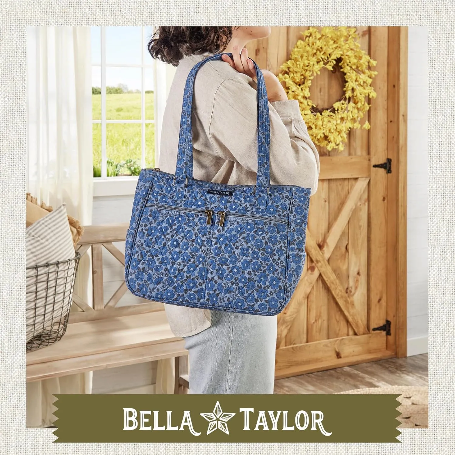Bella Taylor Everyday Tote | Lightweight Quilted Fabric Handbags for Women