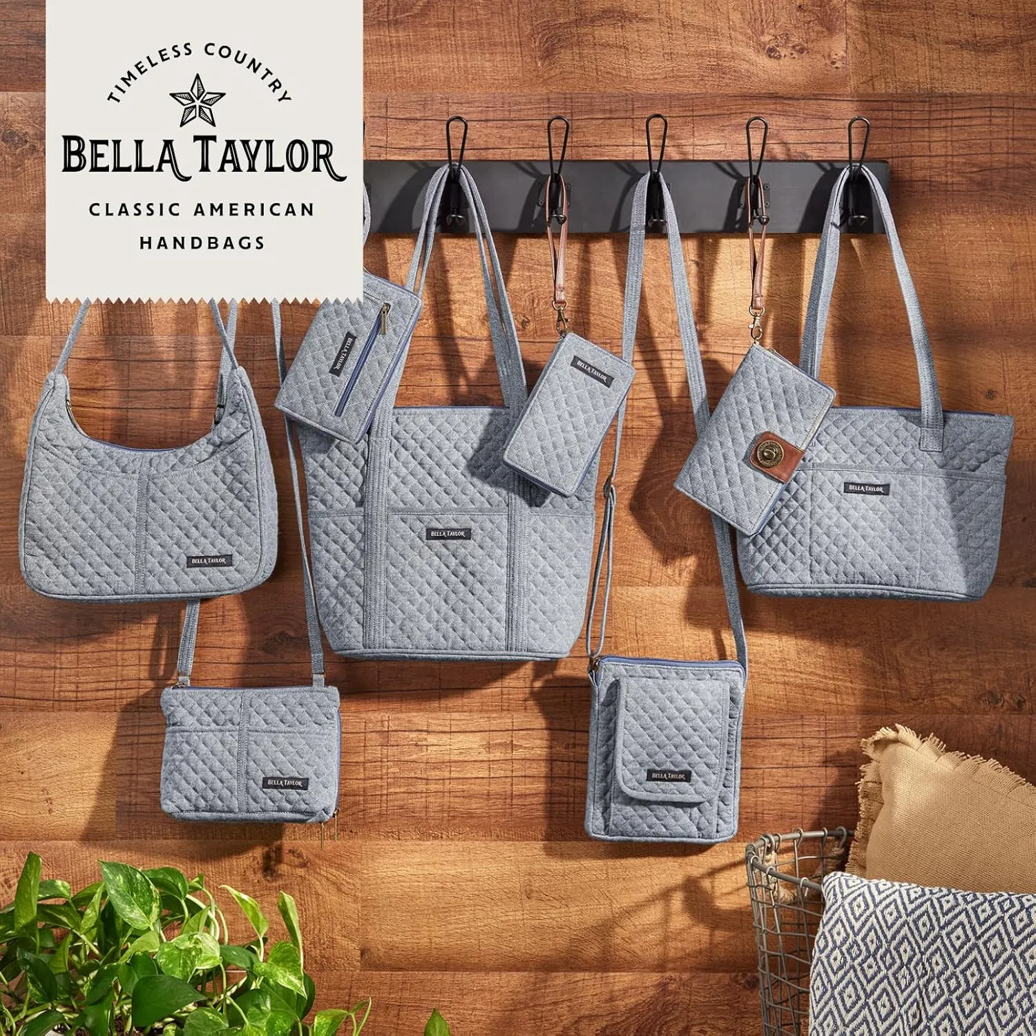 Bella Taylor Large Tote | Lightweight Quilted Fabric Tote Bags for Women