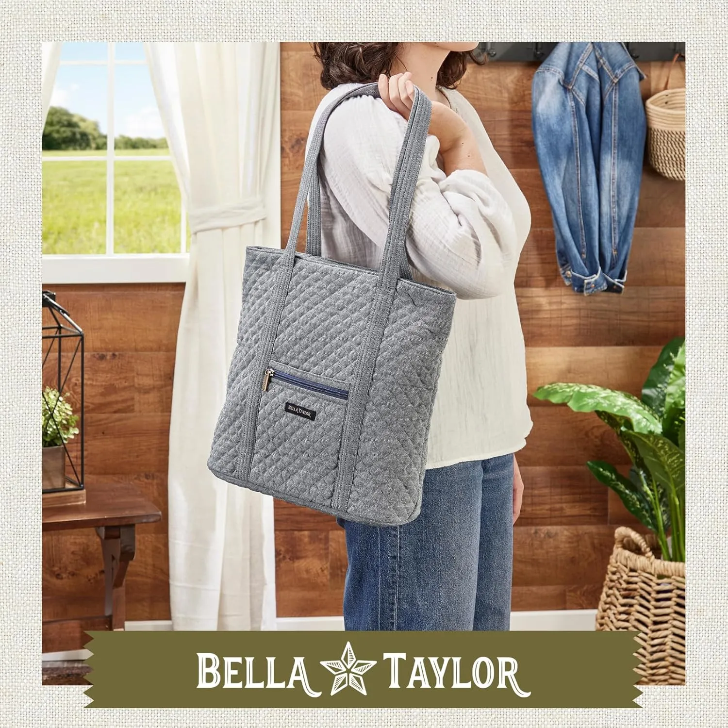 Bella Taylor Large Tote | Lightweight Quilted Fabric Tote Bags for Women