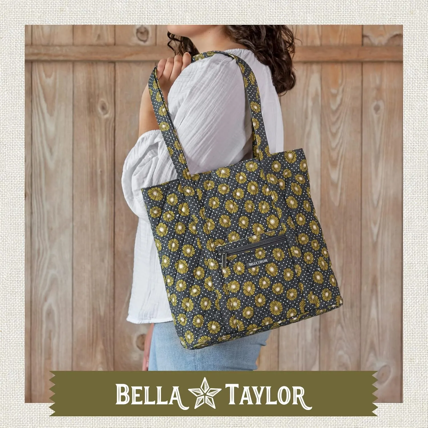 Bella Taylor Large Tote | Lightweight Quilted Fabric Tote Bags for Women