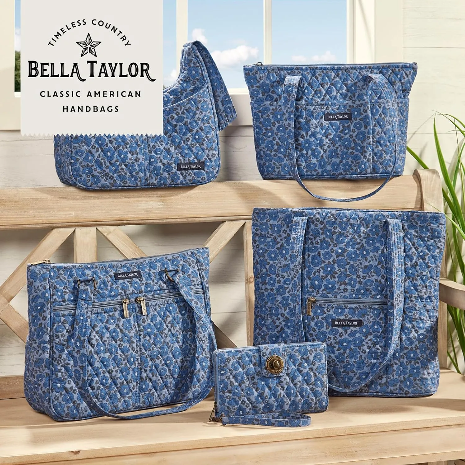 Bella Taylor Quilted Duffle Bag for Women, Large Carry On Travel Weekend Bag, Quilted Cotton Navy Floral