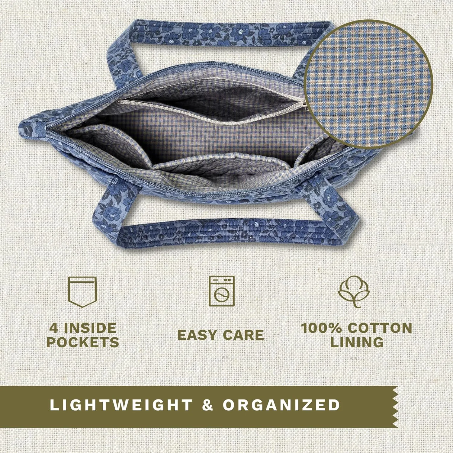 Bella Taylor Small Tote | Lightweight Quilted Fabric Purses for Women