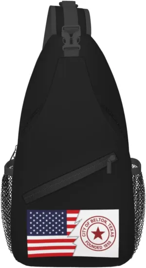 Belton Tx City Seal And America Crossbody Bags For Women Men Chest Backpack Gym Shoulder Bag Travel Outdoor Sports Casual Crossbody Bags