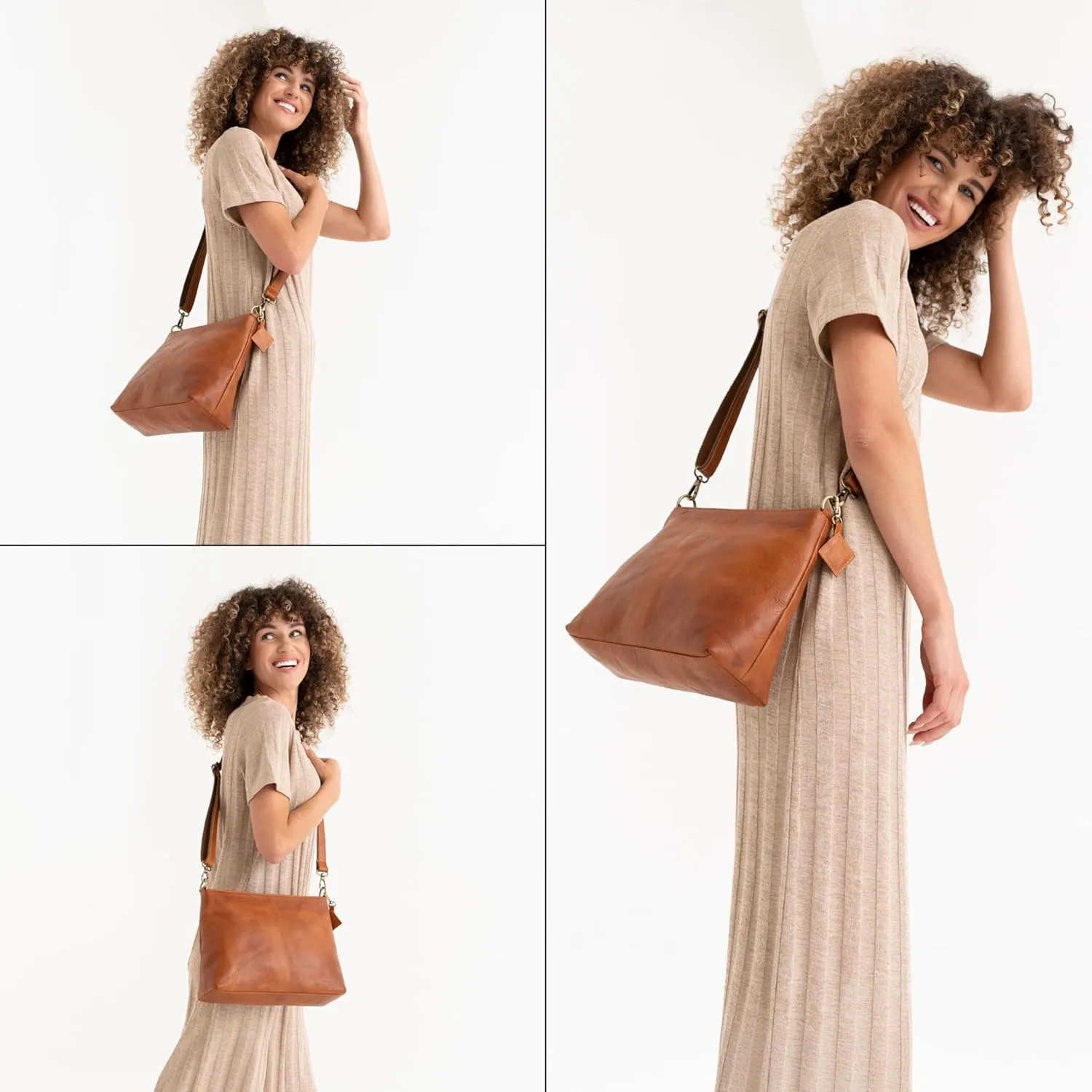 BERLINER BAGS Vintage Genuine Leather Shoulder Bag Marbella, Crossbody Purse for Women, Satchel Bag