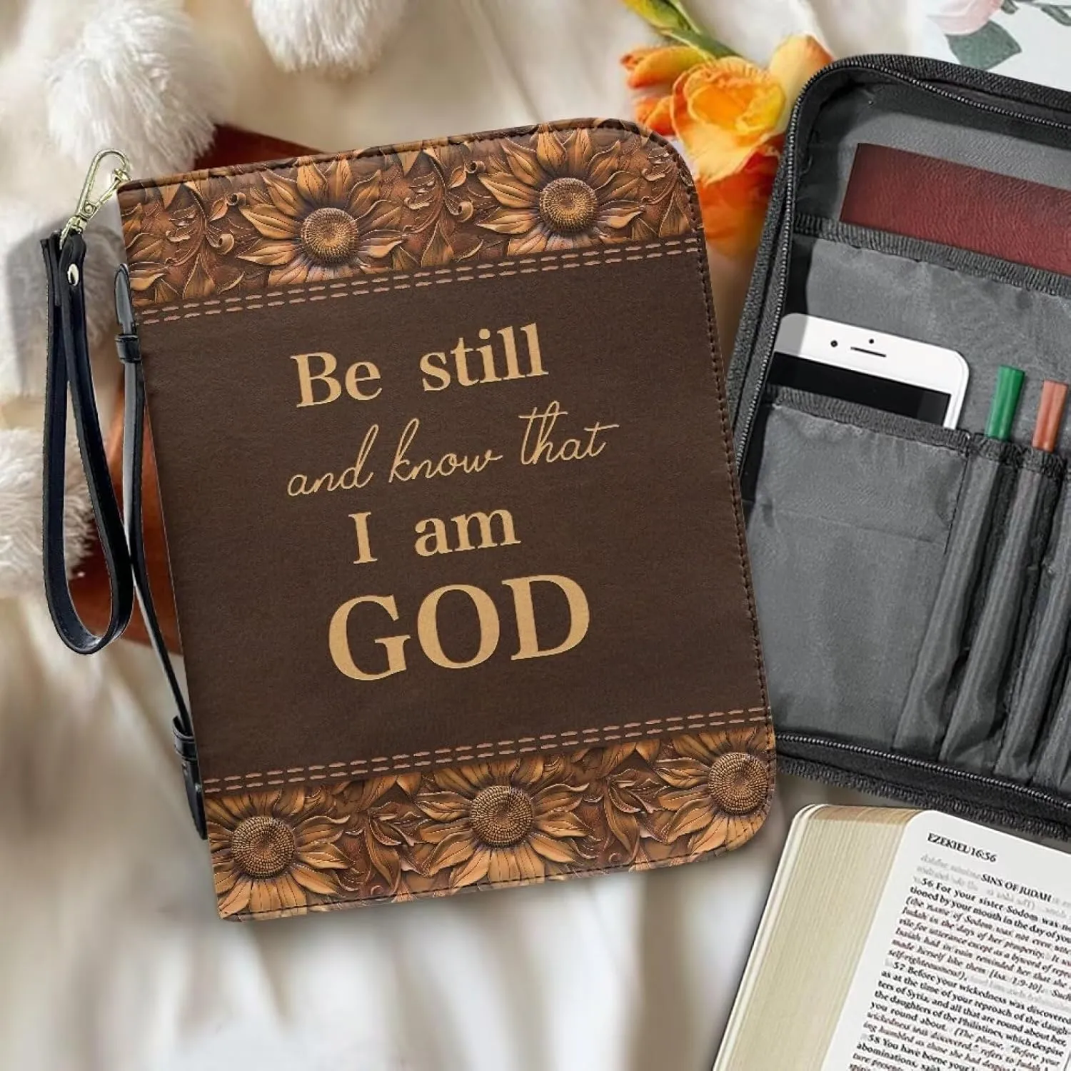 Bible Cover Bible Case for Women Print Bible Case Bible Bag Portable Book Cover Bible Carrying Case for Study