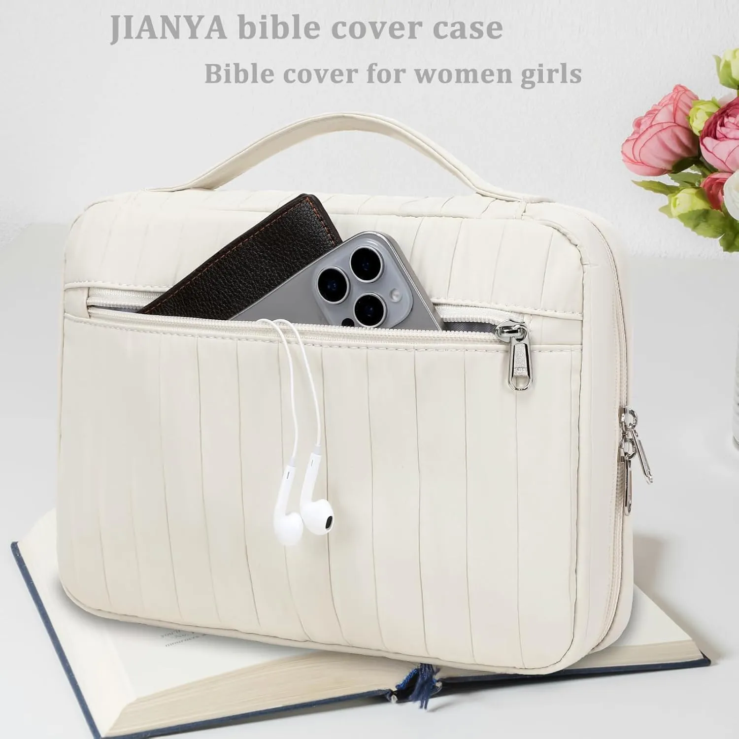Bible Cover Case for Women, Bible Carrying Case for Women, Bible Bags for Women Organizer, Bible Study Supplies Gift for Women