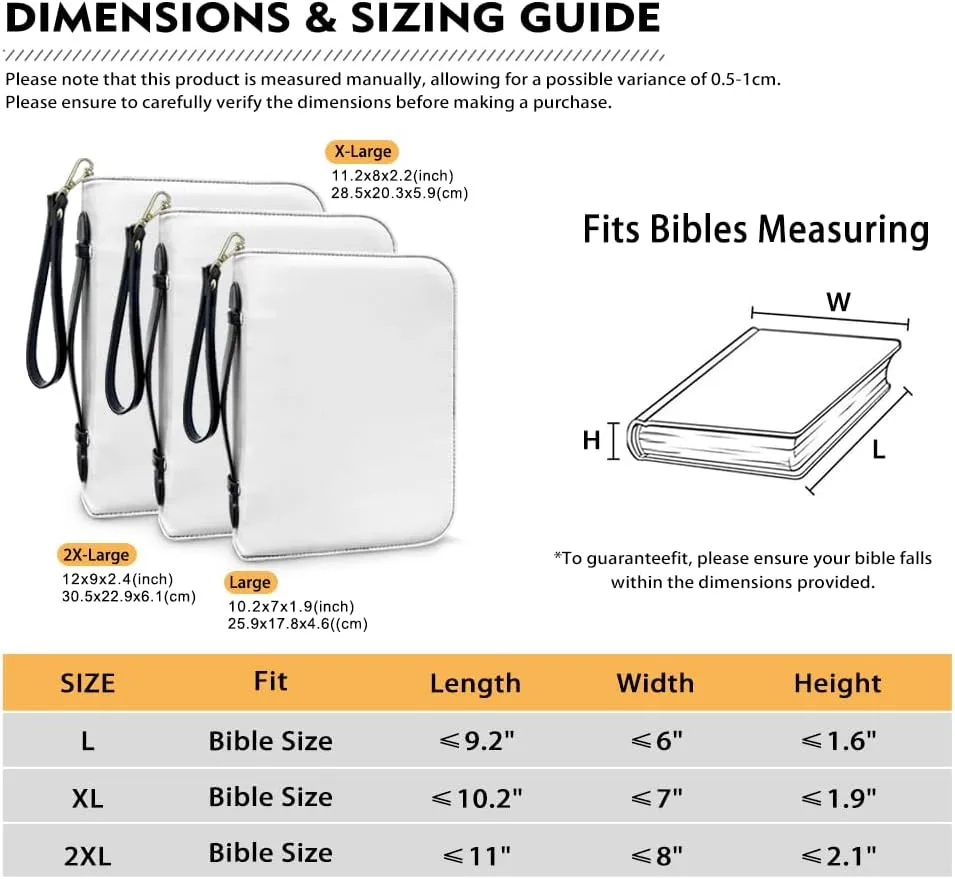 Bible Cover Case for Women ＆ Men Large Bible Protective Tote Handle Bags Waterproof Black Ribbon Zipper Pockets