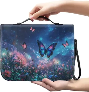 Bible Cover Case for Women ＆ Men Large Bible Protective Tote Handle Bags Waterproof Black Ribbon Zipper Pockets
