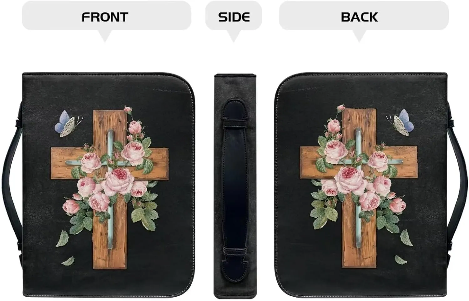 Bible Covers Bible Case for Women PU Leather Bible Bag Bible Holder Church Book Cover with Handle Built-in Pocket
