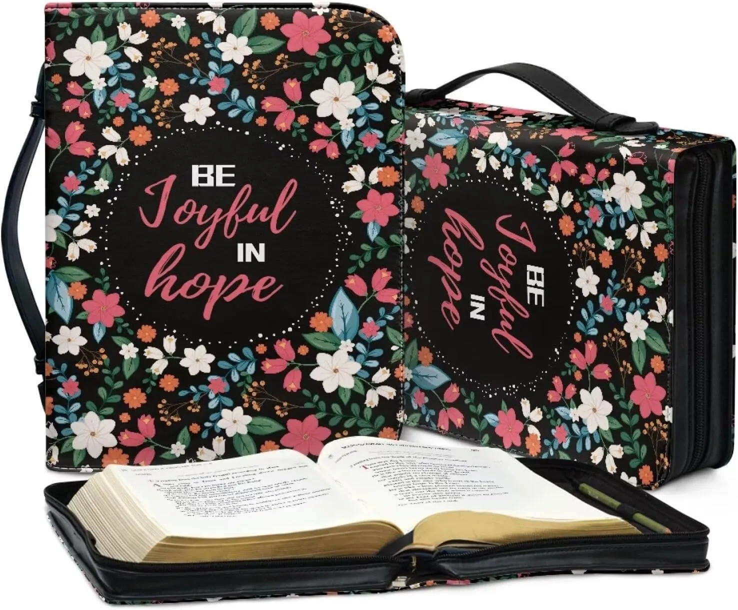 Bible Covers Bible Case for Women PU Leather Bible Bag Bible Holder Church Book Cover with Handle Built-in Pocket