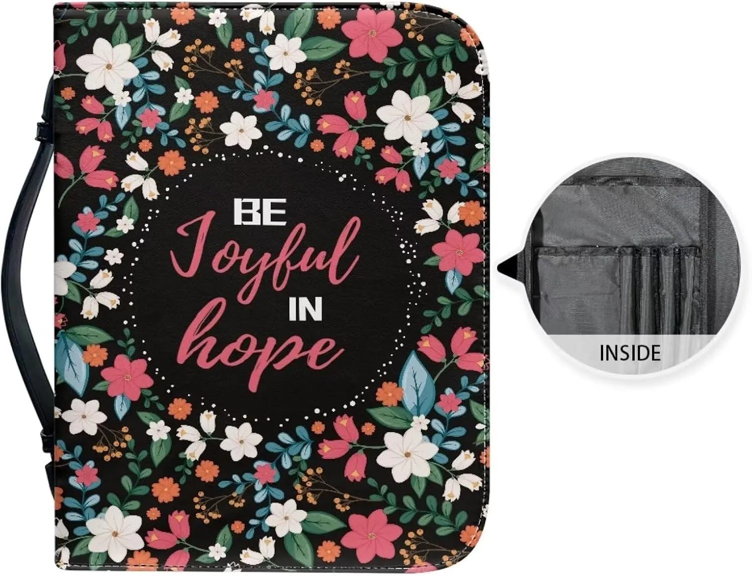 Bible Covers Bible Case for Women PU Leather Bible Bag Bible Holder Church Book Cover with Handle Built-in Pocket