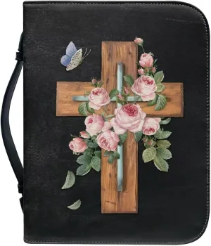 Bible Covers Bible Case for Women PU Leather Bible Bag Bible Holder Church Book Cover with Handle Built-in Pocket