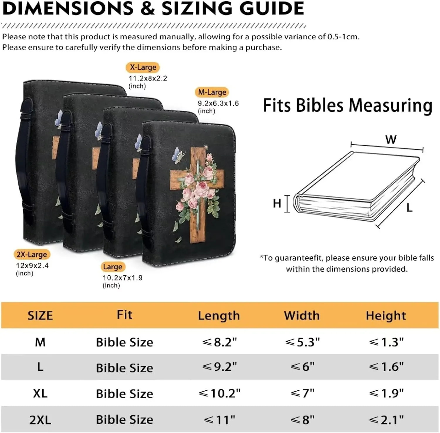 Bible Covers Bible Case for Women PU Leather Bible Bag Bible Holder Church Book Cover with Handle Built-in Pocket