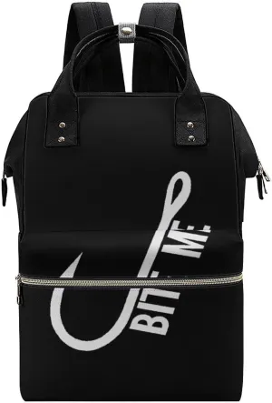 Bite Me Fishing Large Travel Bag Backpack Waterproof Bags for Women Back Pack with Bottle Pocket