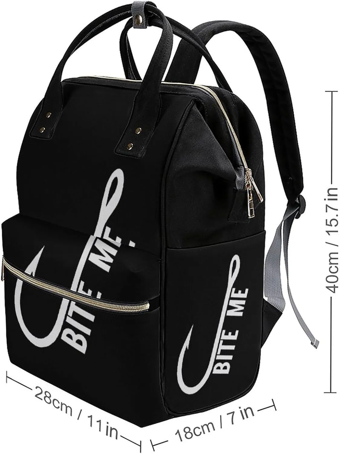 Bite Me Fishing Large Travel Bag Backpack Waterproof Bags for Women Back Pack with Bottle Pocket