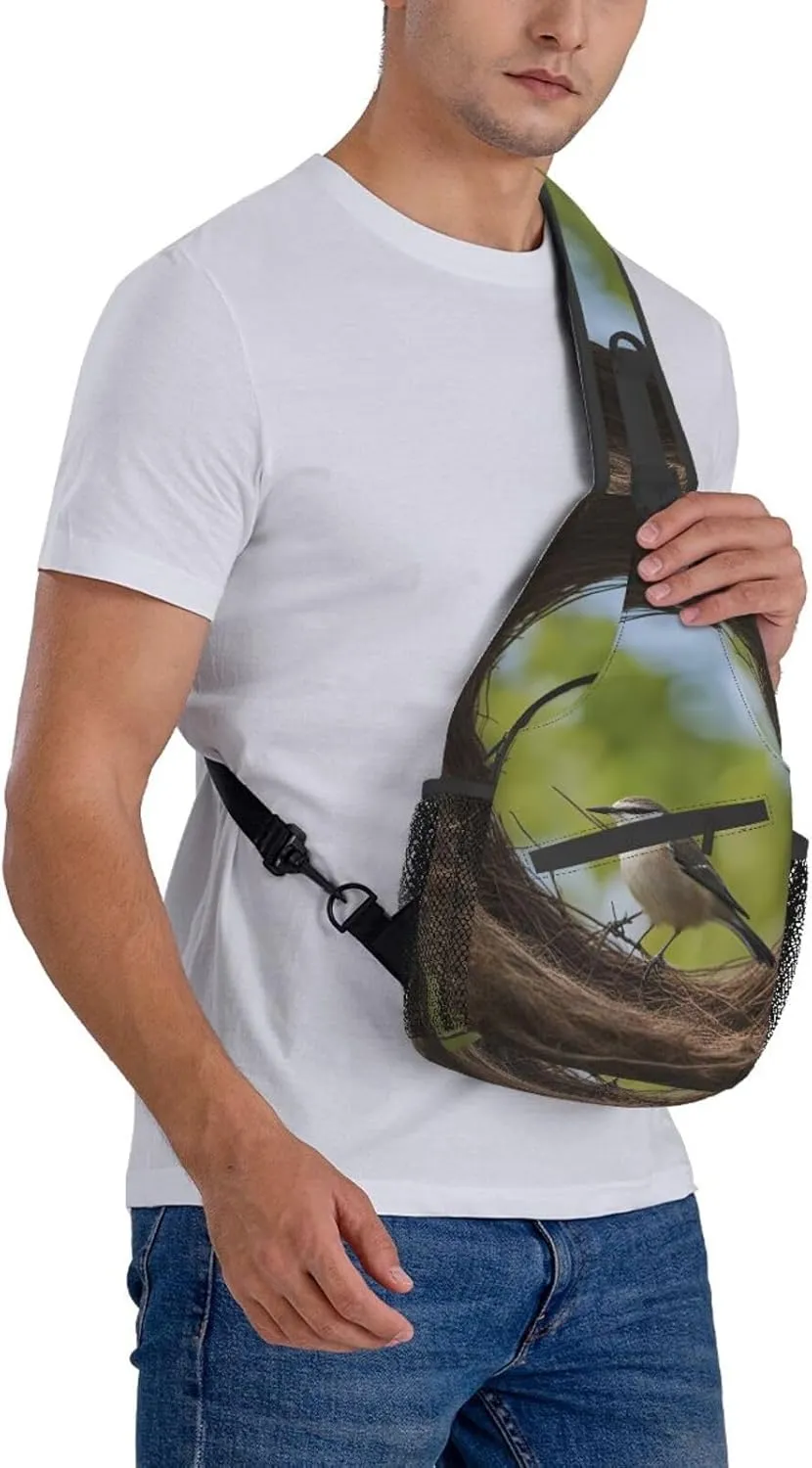 Black And Gold Flowers Crossbody Bag Chest Shoulder Bag Small Casual Backpack Suitable For Women Men Hiking
