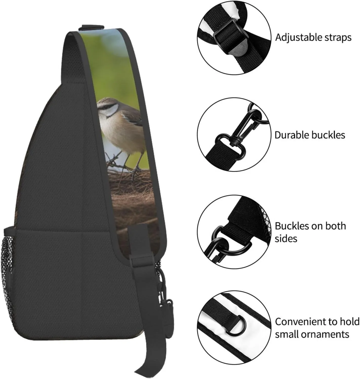 Black And Gold Flowers Crossbody Bag Chest Shoulder Bag Small Casual Backpack Suitable For Women Men Hiking
