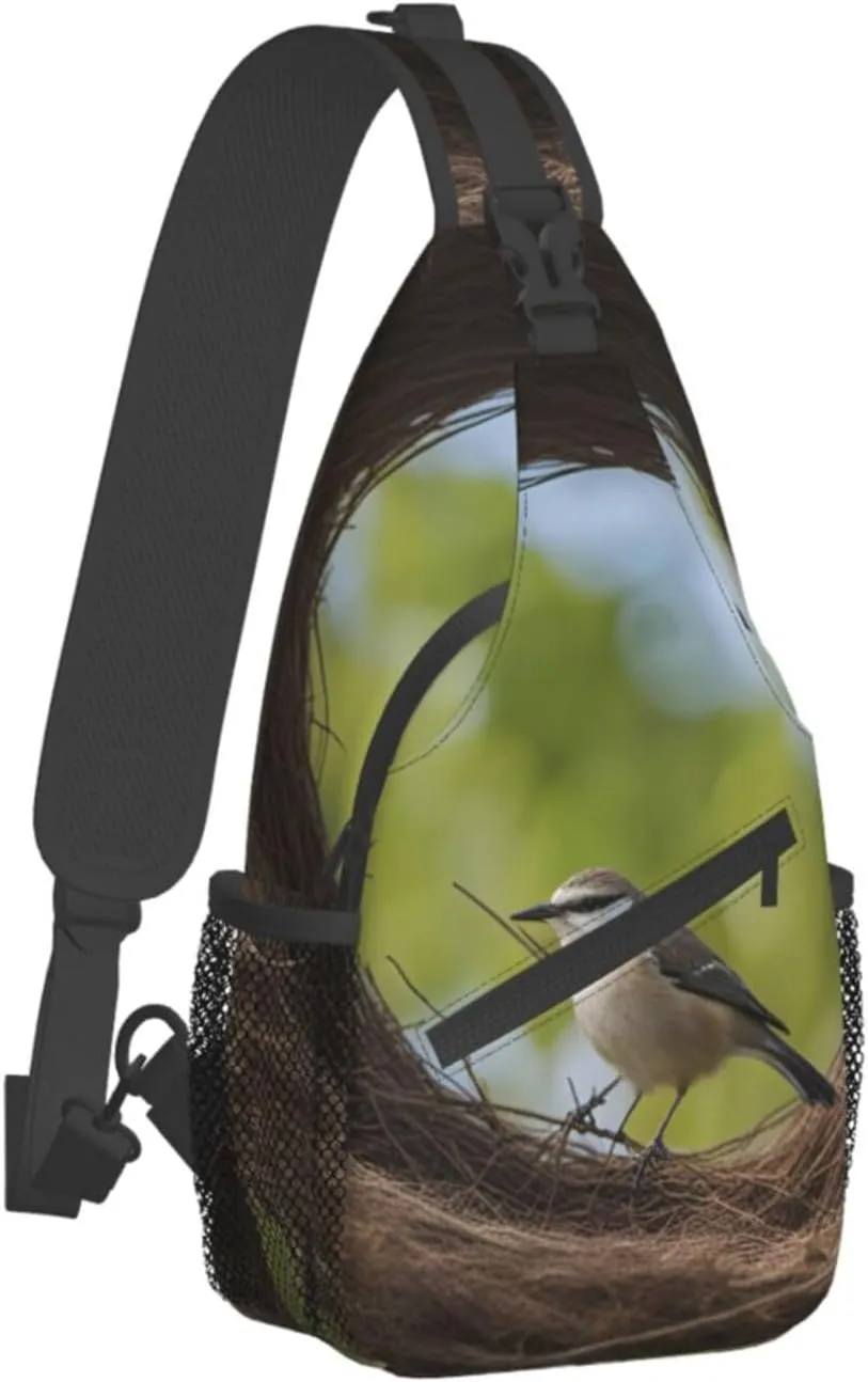 Black And Gold Flowers Crossbody Bag Chest Shoulder Bag Small Casual Backpack Suitable For Women Men Hiking