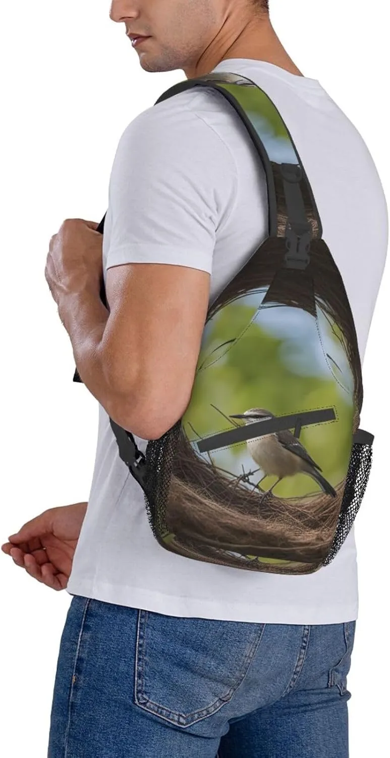 Black And Gold Flowers Crossbody Bag Chest Shoulder Bag Small Casual Backpack Suitable For Women Men Hiking