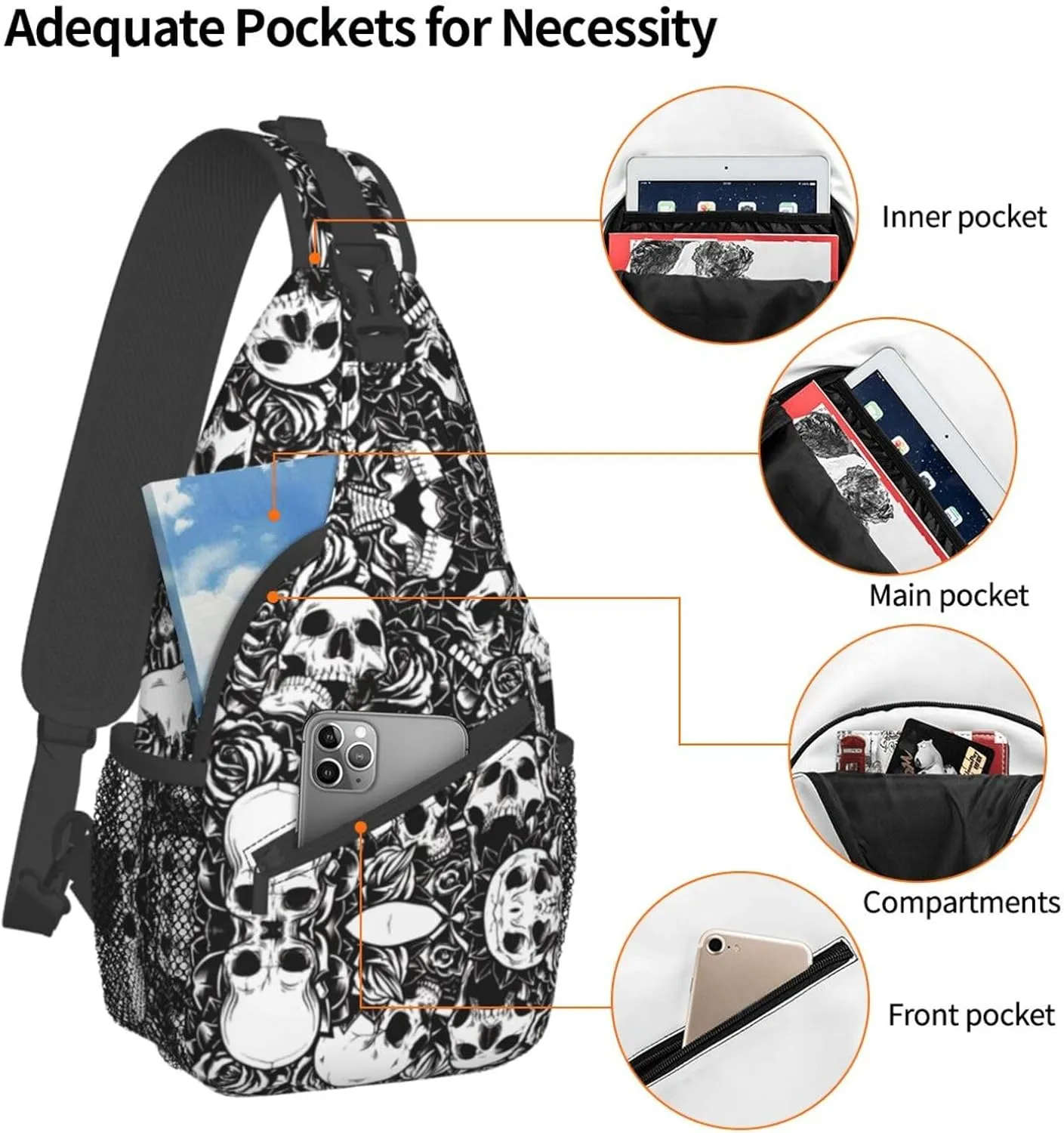 Black And White Soccer Ball Pattern Crossbody Bag Chest Shoulder Bag Small Casual Backpack Suitable For Women Men Hiking