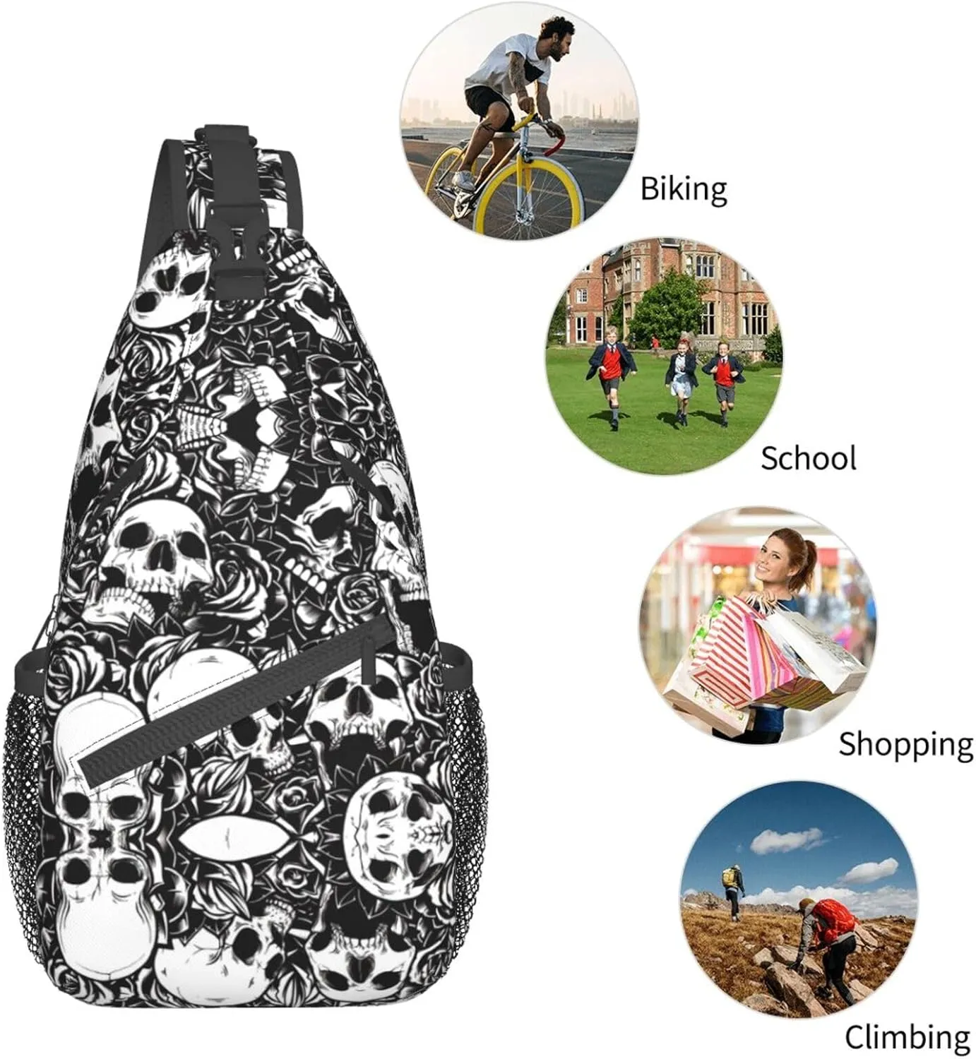 Black And White Soccer Ball Pattern Crossbody Bag Chest Shoulder Bag Small Casual Backpack Suitable For Women Men Hiking