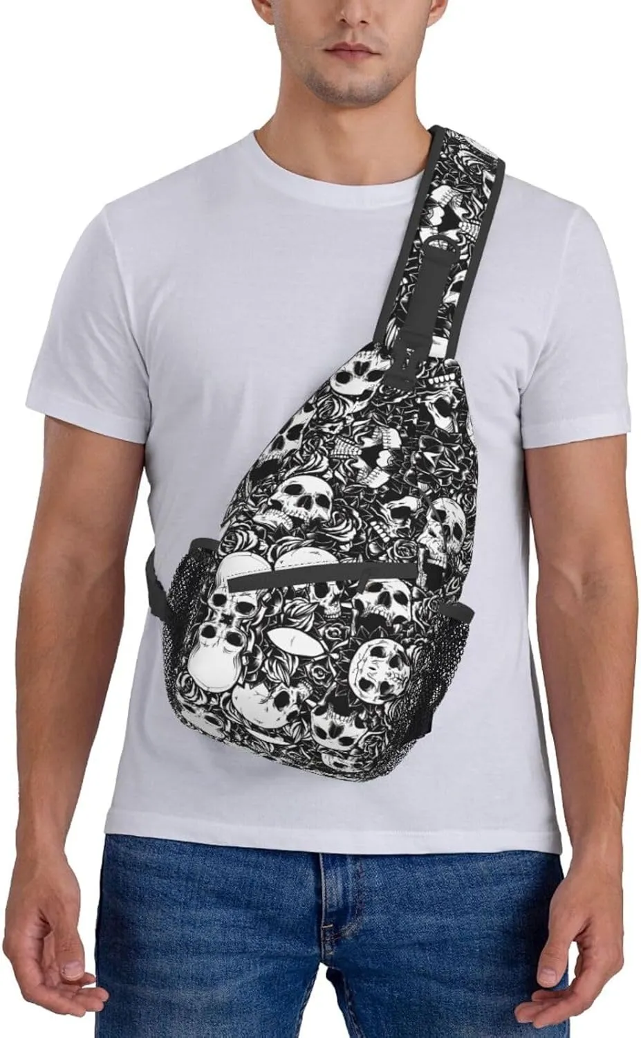 Black And White Soccer Ball Pattern Crossbody Bag Chest Shoulder Bag Small Casual Backpack Suitable For Women Men Hiking