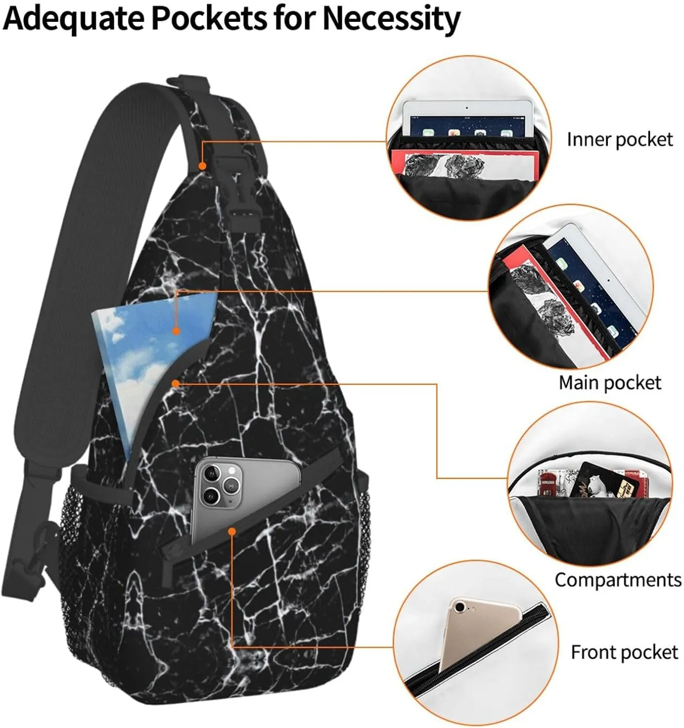 Black And White Soccer Ball Pattern Crossbody Bag Chest Shoulder Bag Small Casual Backpack Suitable For Women Men Hiking