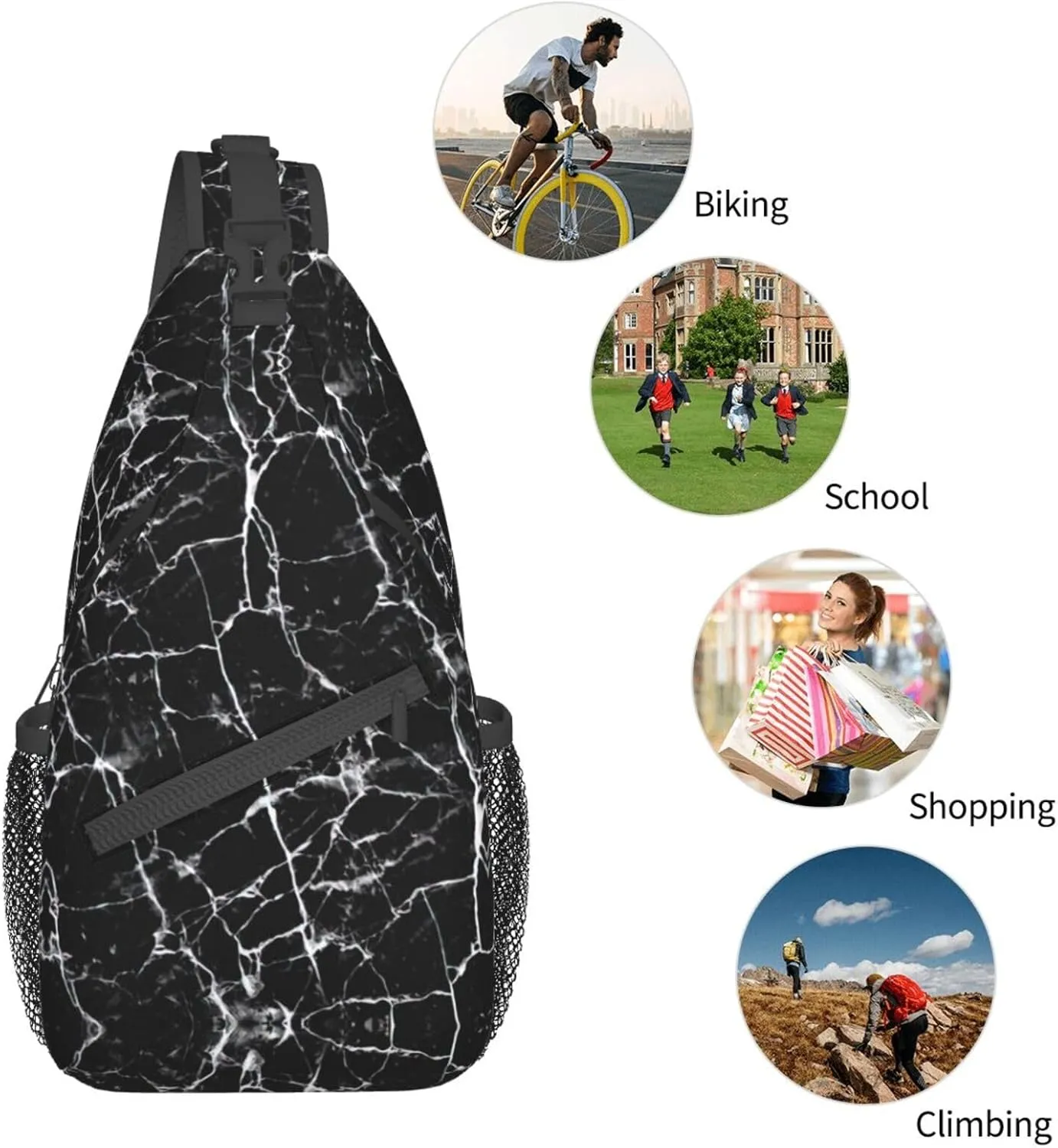 Black And White Soccer Ball Pattern Crossbody Bag Chest Shoulder Bag Small Casual Backpack Suitable For Women Men Hiking