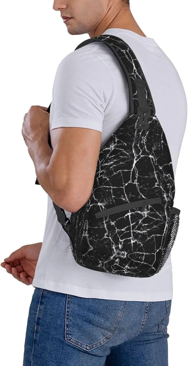 Black And White Soccer Ball Pattern Crossbody Bag Chest Shoulder Bag Small Casual Backpack Suitable For Women Men Hiking