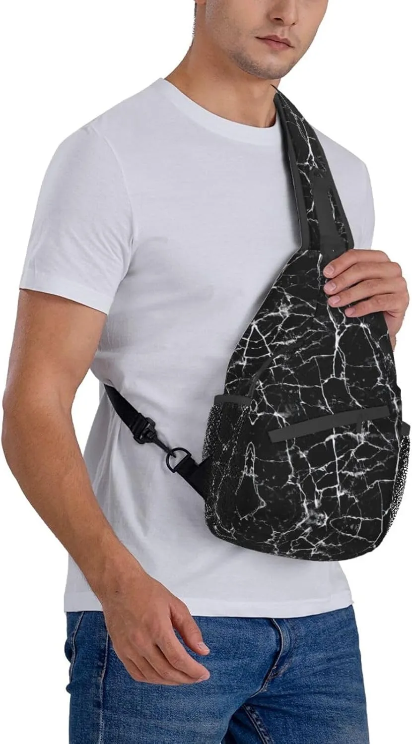 Black And White Soccer Ball Pattern Crossbody Bag Chest Shoulder Bag Small Casual Backpack Suitable For Women Men Hiking