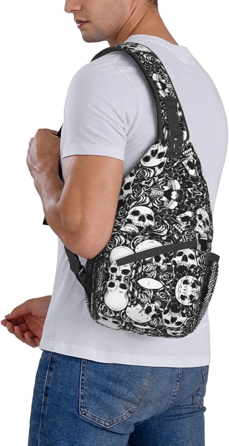 Black And White Soccer Ball Pattern Crossbody Bag Chest Shoulder Bag Small Casual Backpack Suitable For Women Men Hiking