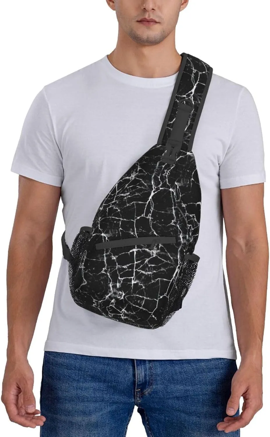 Black And White Soccer Ball Pattern Crossbody Bag Chest Shoulder Bag Small Casual Backpack Suitable For Women Men Hiking