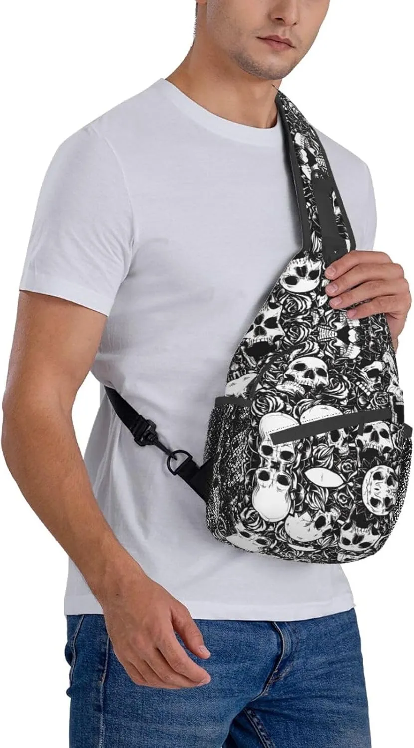 Black And White Soccer Ball Pattern Crossbody Bag Chest Shoulder Bag Small Casual Backpack Suitable For Women Men Hiking