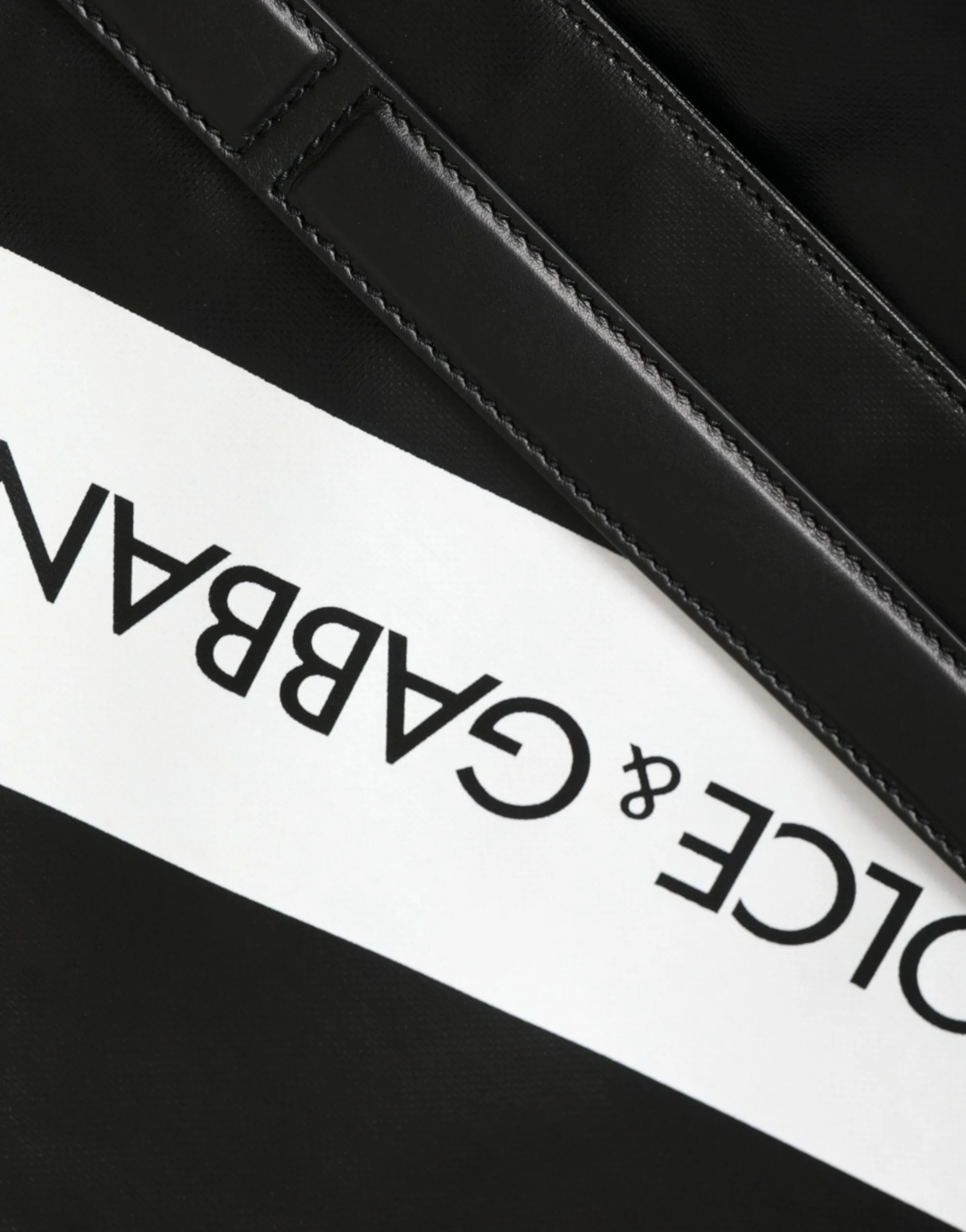 Black Calfskin Coated Canvas Logo Panel Messenger Bag