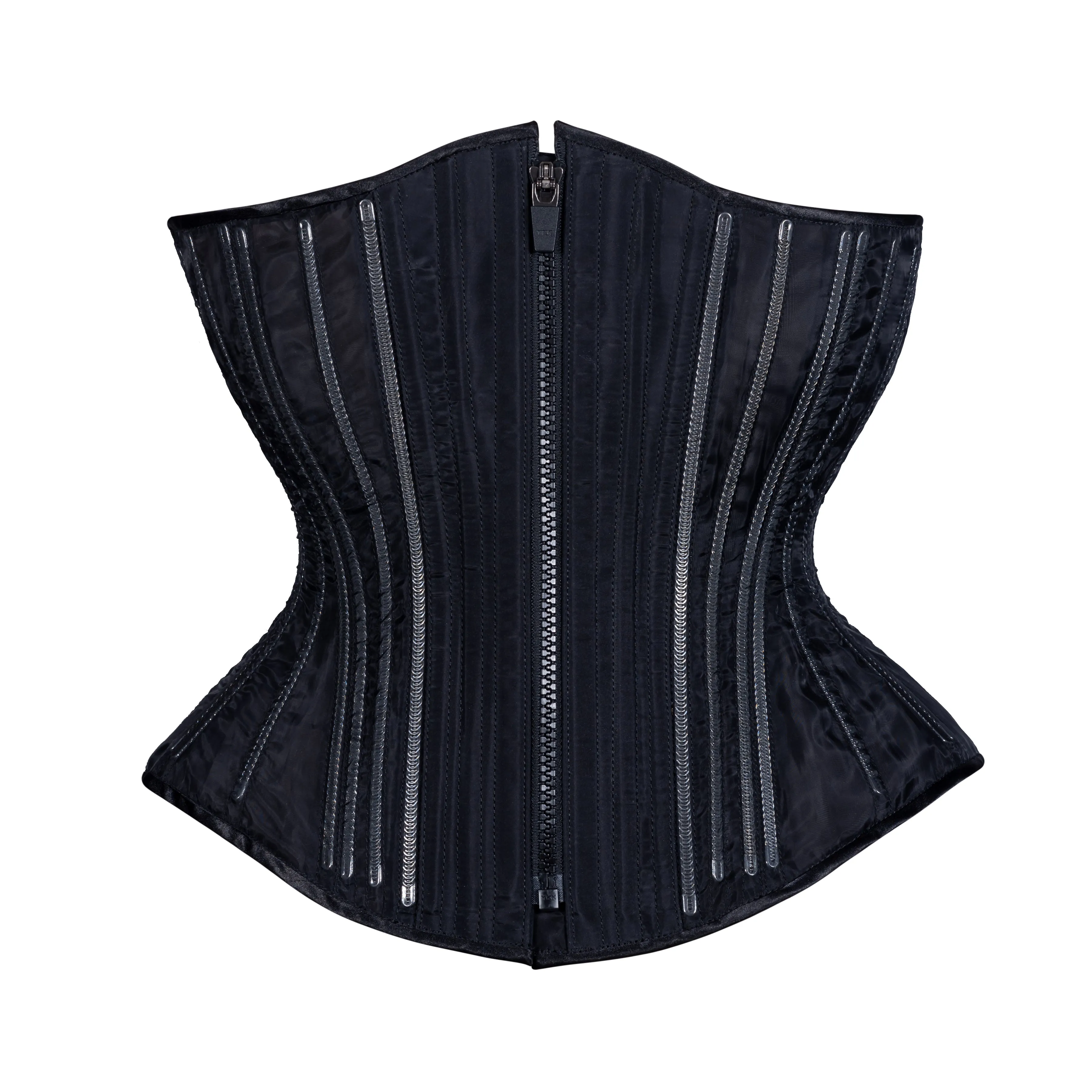 Black Fine Mesh No Line Corset, Hourglass Silhouette, Regular