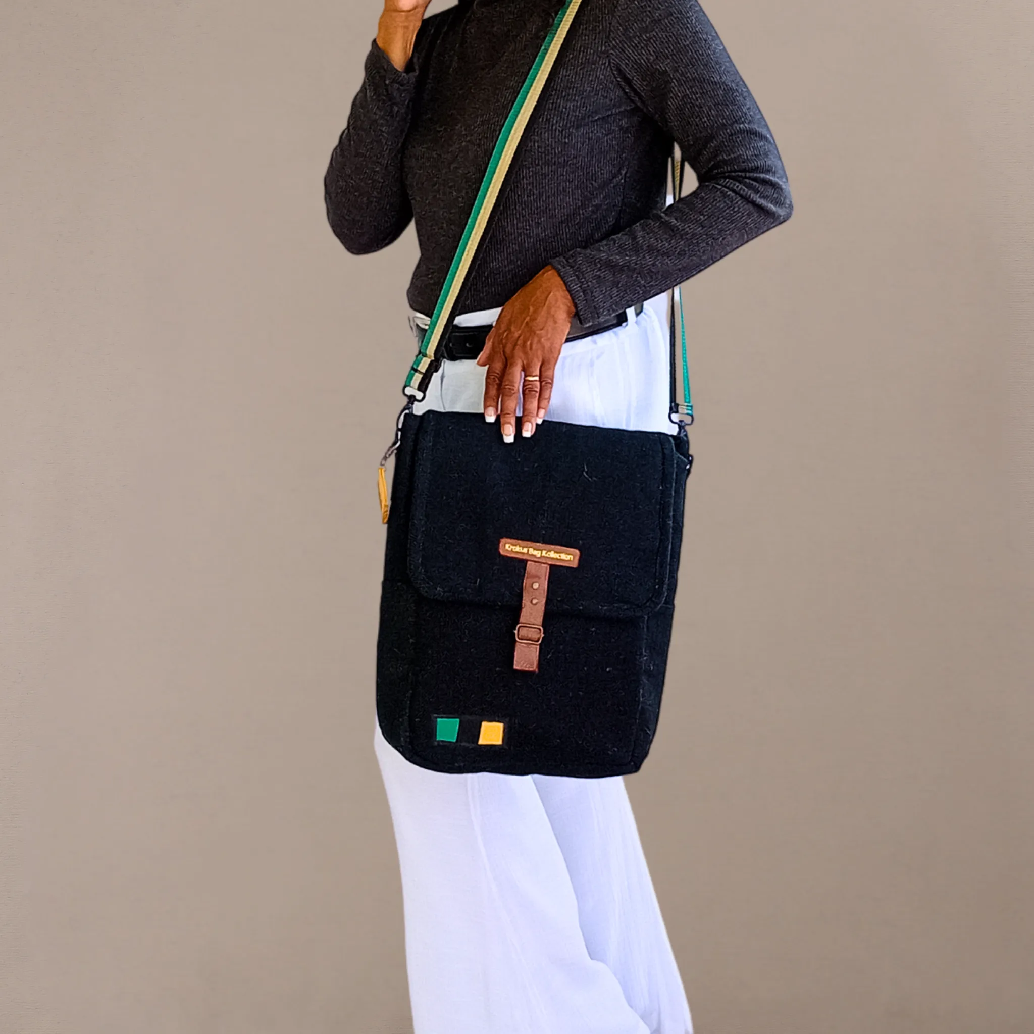 Black-Gold-Green Inspired Messenger Bag