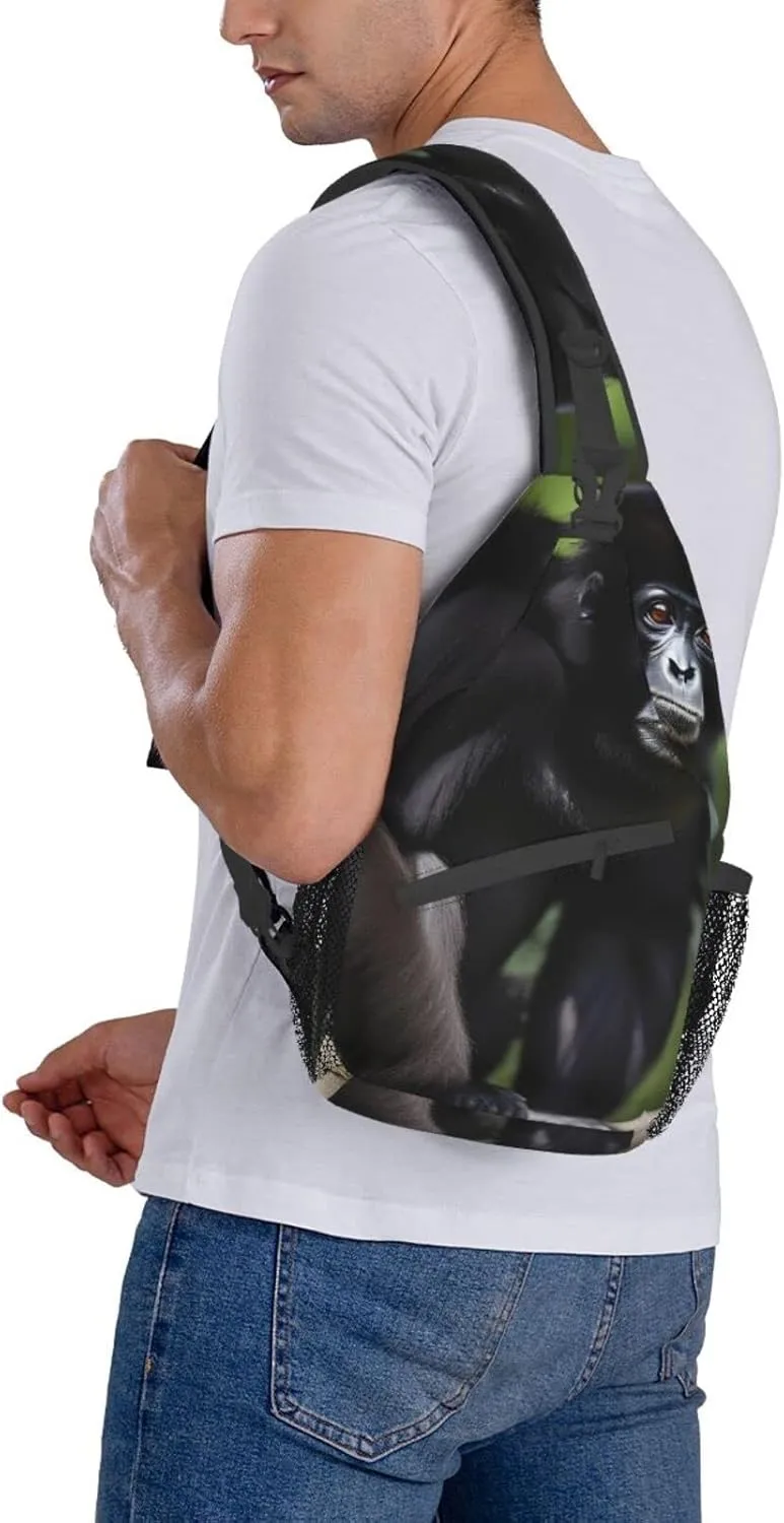 Black White Marble Texture Crossbody Bag Chest Shoulder Bag Small Casual Backpack Suitable For Women Men Hiking