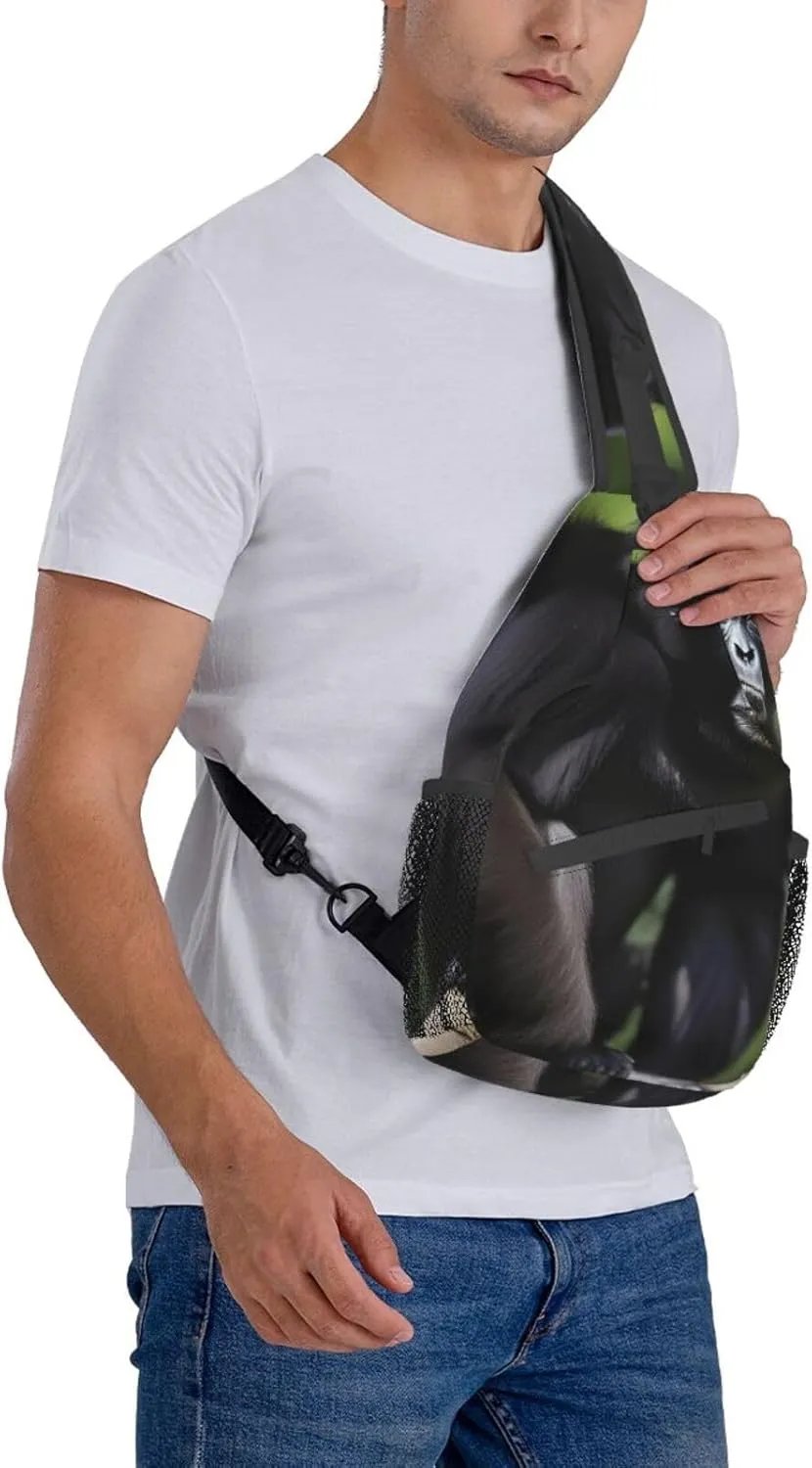 Black White Marble Texture Crossbody Bag Chest Shoulder Bag Small Casual Backpack Suitable For Women Men Hiking