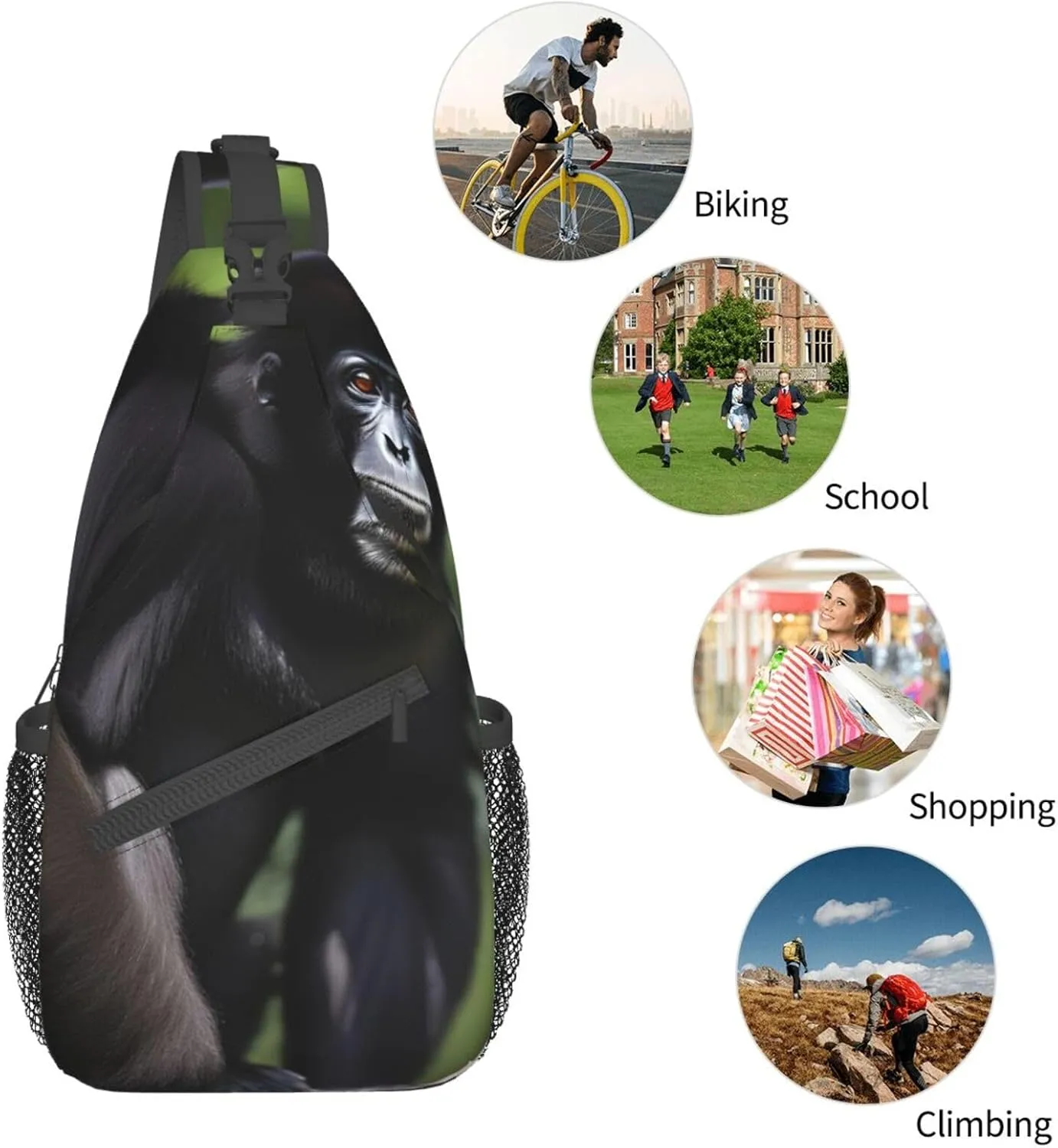 Black White Marble Texture Crossbody Bag Chest Shoulder Bag Small Casual Backpack Suitable For Women Men Hiking