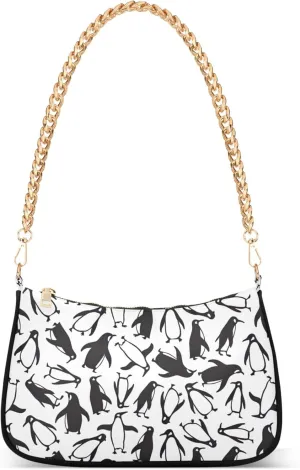 Black White Penguin Cute Purse Bag Hobo Formal Purse Women Small Handbag Chain Shoulder Strap