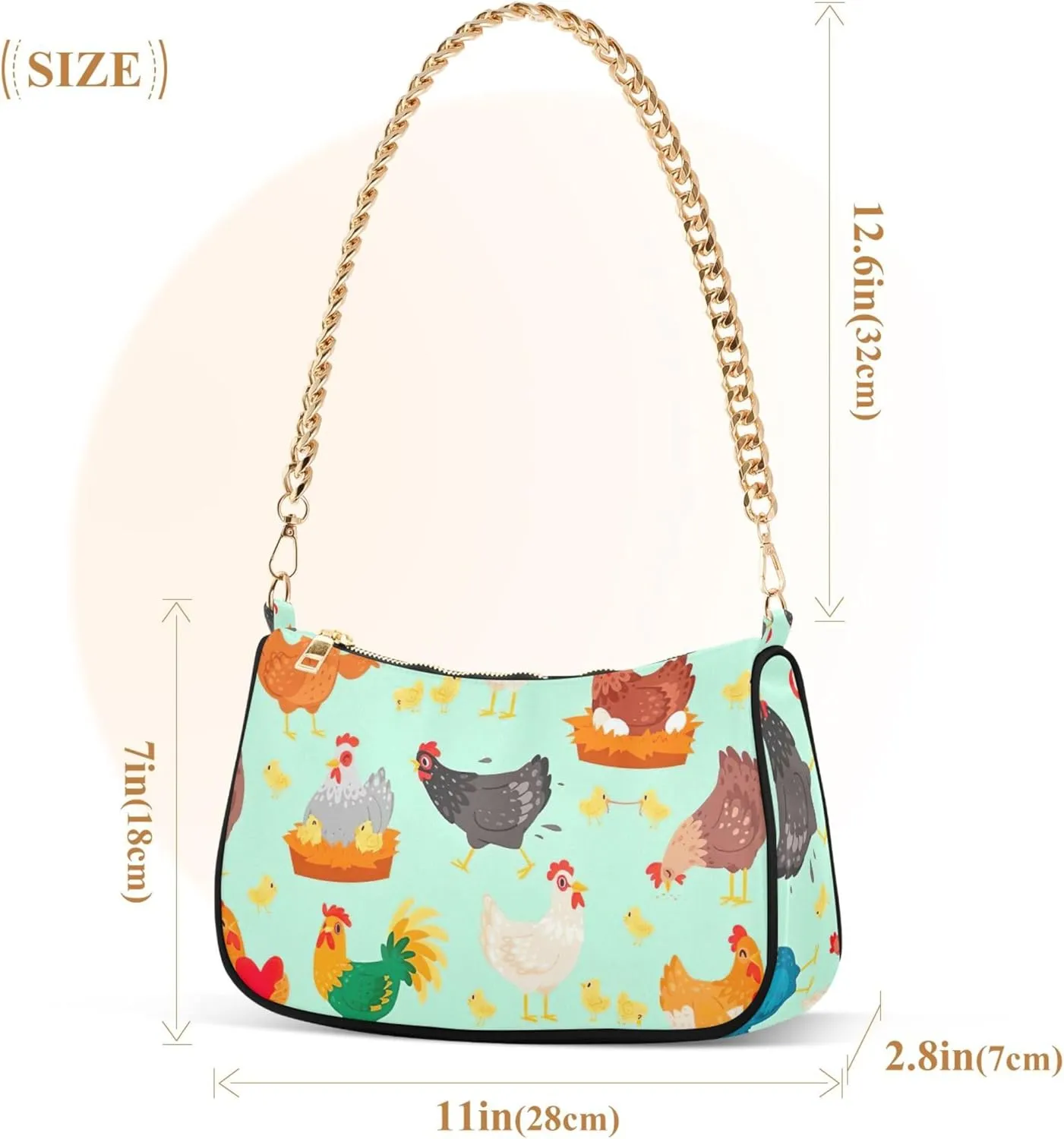Black White Penguin Cute Purse Bag Hobo Formal Purse Women Small Handbag Chain Shoulder Strap