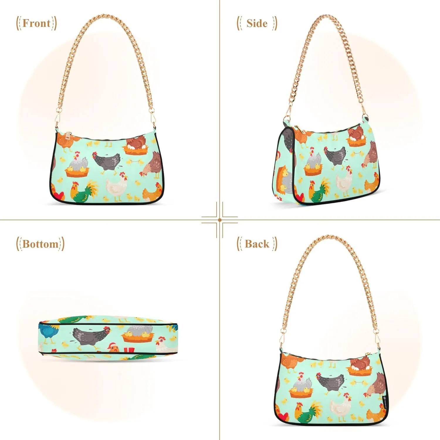 Black White Penguin Cute Purse Bag Hobo Formal Purse Women Small Handbag Chain Shoulder Strap