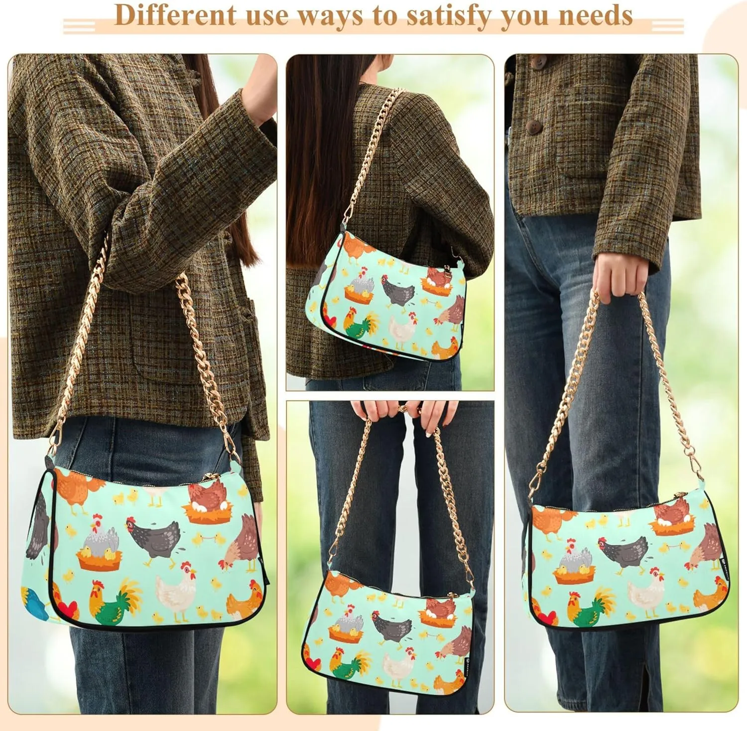 Black White Penguin Cute Purse Bag Hobo Formal Purse Women Small Handbag Chain Shoulder Strap